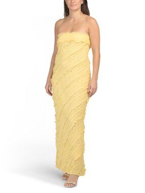 ENDLESS ROSE Strapless Ruffled Maxi Dress